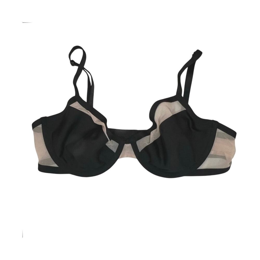 Victoria's Secret Unlined Demi Bra 34D Black Mesh Sheer Y2K